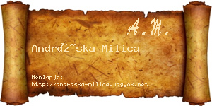 Andráska Milica névjegykártya
